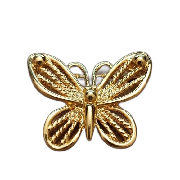 Vintage Napier Butterfly Brooch – Gold Tone Rope Detail – Signed - Picture 2 of 7